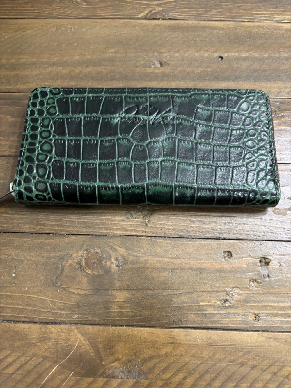 Patricia Nash Green Croc-Embossed Lauria Leather Wallet